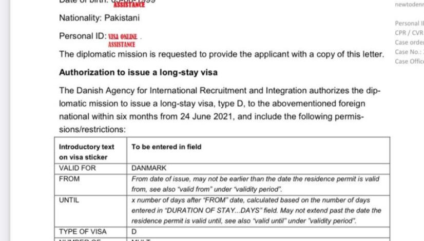 Faheena Residence Permit to Denmark